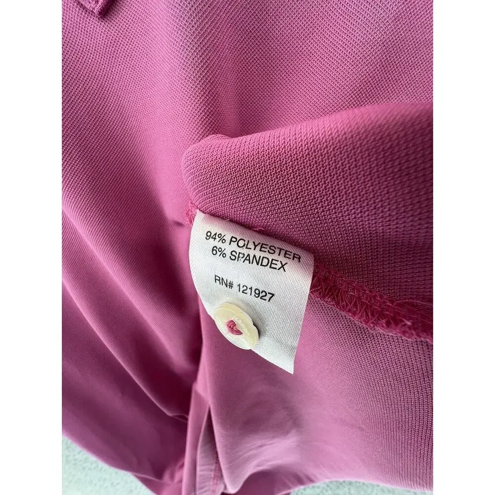 Johnnie O Polo Short Sleeve Golf Beach Surf Salmon Pink Stretch‎ Mens XL Logo